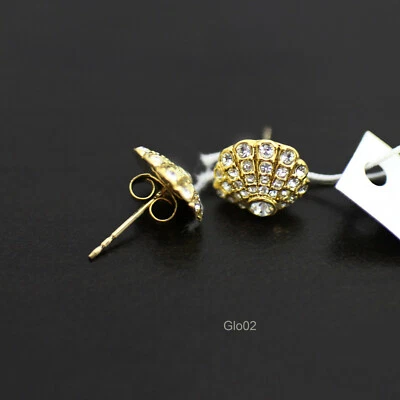 Новый с Ярлыками тренер 96130 Pave кристалл моллюска раковина ракушки золото гвоздики Post серьги новый  - Изображение 1 из 4