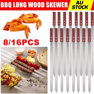 8/16PCS Kebab Skewers Stainless Steel BBQ Skewer Lamb Beef Pork Grill Barbecue - Picture 1 of 13