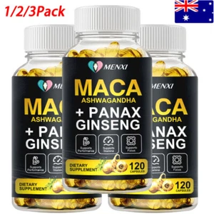 MACA ASHWAGANDHA+ PANAX GINSENG Capsules Testosterone Booster Stamina and Energy - Bild 1 von 13