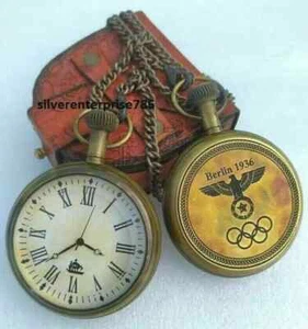 Vintage Brass Pocket Watch Antique Berlin 1936 with Leather Box Gift Lot Of 50 - Picture 1 of 5