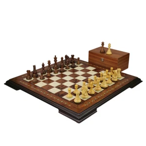 Rosewood Chess Set 20 Inch with Helena Chess Board and Weighted Sheesham Fierce  - Picture 1 of 11