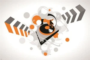 abstrakter DJ Plattenspieler MUSIK SOUND LAUTSPRECHER moderner Stil Unikat 20x30 - Bild 1 von 1