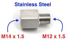 Stainless Steel Sensor Adaptor M14 x1.5 Female to M12 x1.5 Male Fittings HEX 18