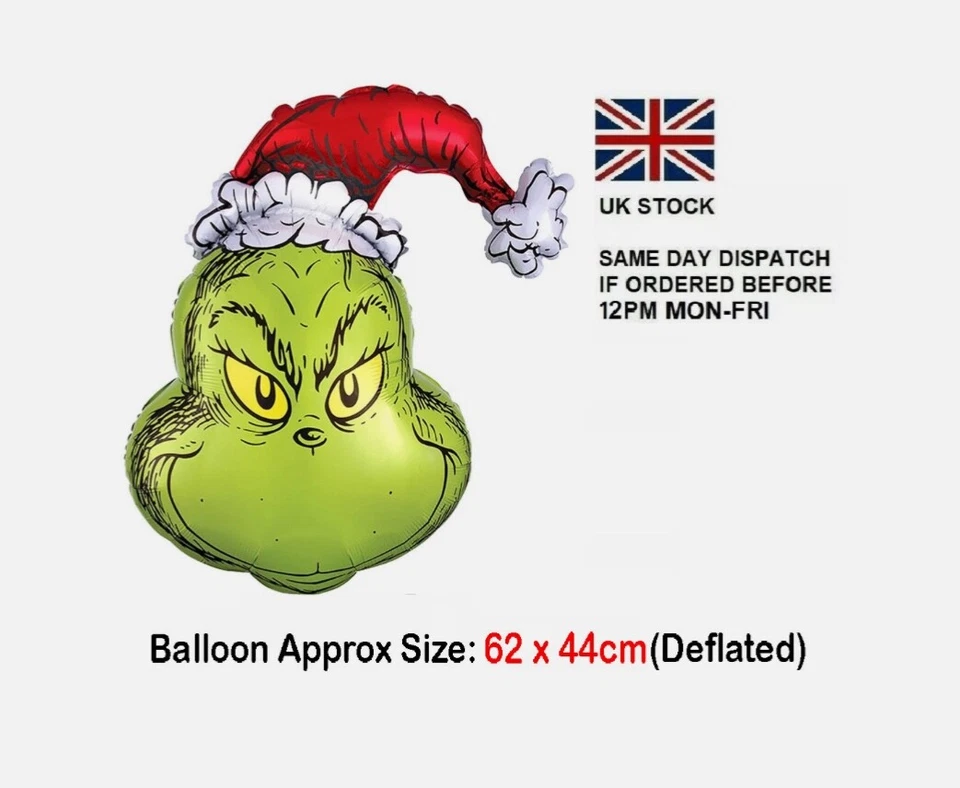 New The Grinch 62cm Christmas Supershape Foil Balloon Decorations Santa Party UK
