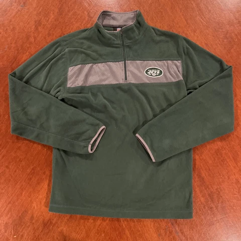 New York Jets Mens Sweater Green M Fleece 1/4 Zip Long Sleeve NFL Team Apparel Cover