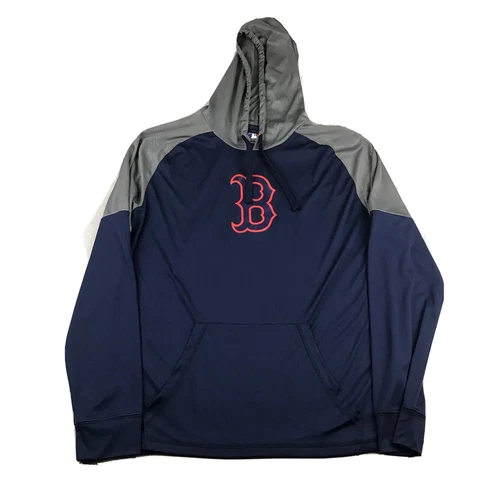 Boston Red Sox Hoodie Mens Large Blue Hooded Sweatshirt Lightweight MLB Pullover Cover