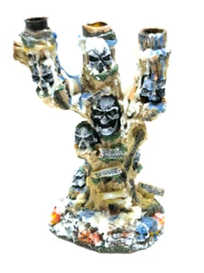 3 Kerzen gejagter Totenkopf Gruselbaum Wachskerzenhalter aus echtem Kerzenwachs - Bild 1 von 10