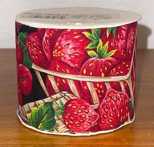 New! Horizon Fabrics Inc. Strawberry & Cherry Berry Basket Ribbon ~ 2.5"x3yds. ~ - Picture 1 of 5