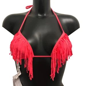 Calzedonia Neon Coral Pink Bikini Top UK 32A Triangle foam padded halterneck - Picture 1 of 4