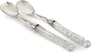 Nos Waterford Crystal Lismore 11 3/8" SALAT Server Set Gabel & Löffel Besteck - Bild 1 von 7