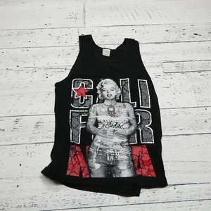 Madonna Tanktop Damen klein schwarz Baumwolle California Jumbo Grafik Marke Shaka - Bild 1 von 6