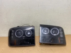 2005-2007 Ford F-250 Super Duty Left+Right Set Halo Led Blac Headlights F0069 - Picture 1 of 14