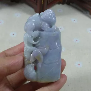 Colgante grande fino natural tipo A lavanda jadeíta mono de jadeíta - Imagen 1 de 10