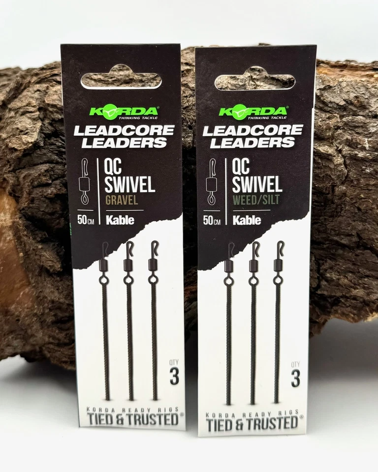 Korda Leadcore Leader QC Swivel Kable 50cm in Weed Green Silt Gravel Brown - Bild 1 von 1