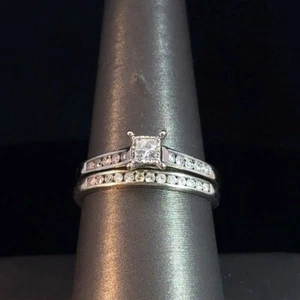 Princess Cut Diamond Wedding Set Aprox .73 C.T.W. 10K White Gold 3.1 (GO1060129) - Picture 1 of 4