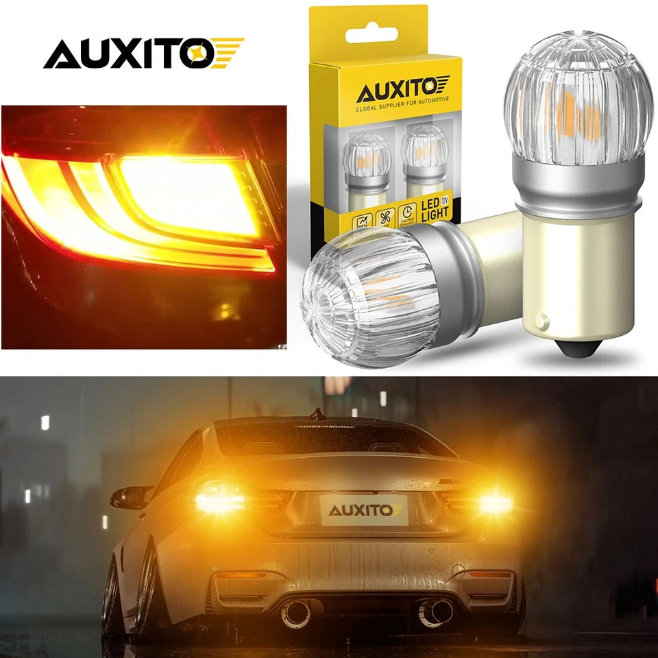 Auxito 2x 1156 BA15s P21W LED Reverse Backup Bulb Amber 2400LM Canbus Adjustable