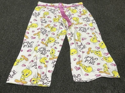 Looney Tunes Tweetie Bird Tweet Dreams Ladies Lounge Pants Yellow White Medium - Image 1 of 4