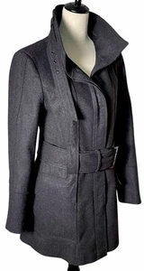 Zara basic long trench wool Blend Military style buckle collar coat jacket L/S - Picture 1 of 9