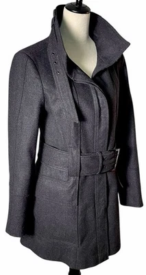 Zara basic long trench wool Blend Military style buckle collar coat jacket L/S - Image 1 of 4