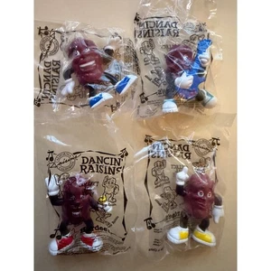 Set of 4 Dancing Raisins California Raisins Collectible Figures Hardees 2001 Toy - Picture 1 of 6