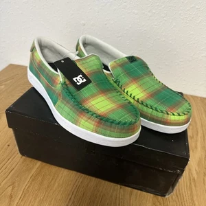 DC Villain TX Zapatos de Skate Para Hombres Talla 10 Verde A Cuadros Mocasín Sin Cordones 301815 Tenis - Imagen 1 de 9