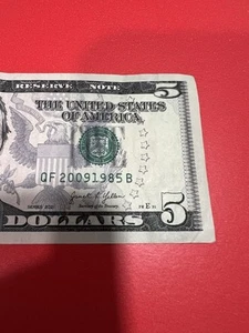 Fancy Serial Number $5 2021 QF 20091985 B 2 Birthday Year 2009 1985 - Picture 1 of 8