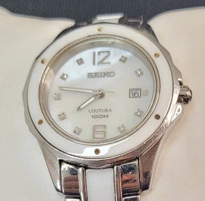 Seiko Coutura 100M Damenuhr weiße Keramik & Edelstahl - extra Glieder - Bild 1 von 7