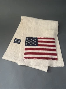 Vintage Polo Ralph Lauren P Wing Rare Stadium 1992 USA Schals Creme Beige Wolle - Bild 1 von 6