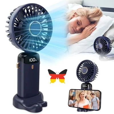 Handheld Fan, Mini USB Fan, Table Fan with Base & Lanyard DE - Image 1 of 4