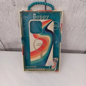 XO Poppy iPhone Case 14 Pro Max Wavy Rainbow Splash Magsafe Retro 70s Groovy - Picture 1 of 6