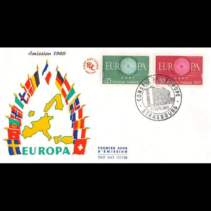 FDC - 5e emission europa - oblit ill conseil de l'europe Strasbourg 17/9/60 - Photo 1/1
