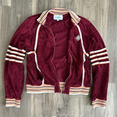 Casablanca Tennis Club Velour Racing Track Jacket Burgundy Men’s Size Small READ - Image 1 of 4