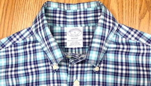 BROOKS BROTHERS REGENT 100% COTTON SHIRT SEA GREEN & NAVY Sz SMALL, S - Picture 1 of 4