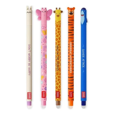 Legami 5er-Set löschbare Gelstifte - Schmetterling, Giraffe, Tiger, Hai, Hase - Bild 1 von 4