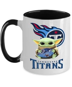 Taza de café TITANS Yoda, Tennessee TITANS negra taza de café de dos tonos regalo - Imagen 1 de 2