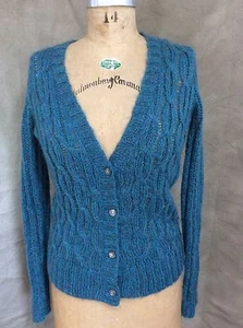 Urban Outfitters Kimchi Blue TURQUOISE CHUNKY CABLEKNIT CARDIGAN Sweater Women M - Picture 1 of 4