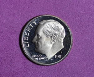 Moneda de diez centavos Roosevelt 1981-S revestida #P19519 - Imagen 1 de 2