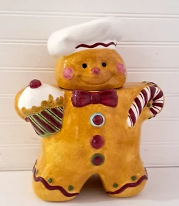 Laurie Gates Ceramic Gingerbread Man Cookie Jar Christmas 12" - Picture 1 of 20