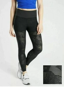 ATHLETA Phenom Camo 7/8 Tight Leggings Black Lace Yoga Workout Pant Size Large - Picture 1 of 14