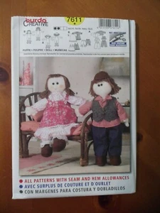 Cloth Girl Boy Dolls Clothes 16" Tall Burda 7611 Sewing Pattern - Picture 1 of 2