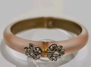 Alexis Bittar Jardin Mystere Pink Lucite Crystal Hinged Bangle Bracelet 6.5" - Picture 1 of 6
