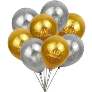 Eid Mubarak Balloons 10-20 balloons Eid Decoration Balloons Gold Sliver or Mixed - Picture 1 of 11