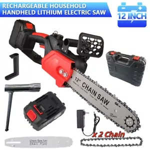 12" Cordless Chainsaw 21V Brushless Electric Handheld Chain Saw w/Battery&Charge - Picture 1 of 20