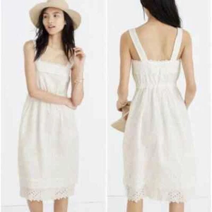 Vestido Madewell Blanco con ojales de encaje en niveles medio correa ancha cintura alta sin mangas 2 - Imagen 1 de 12