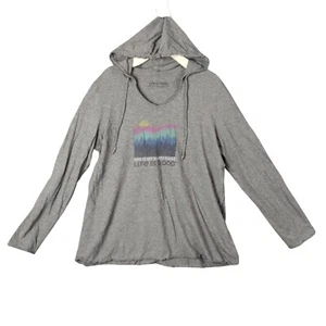 Life is Good Hoodie Happy Place Graphic V-Neck Pullover Outdoor Womens Size XXL - Picture 1 of 7