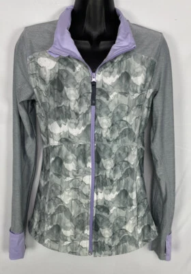 Chaqueta deportiva MPG para mujer con cremallera completa bolsillos gris/púrpura/blanco talla pequeña nueva sin etiquetas Foto 1 de 4