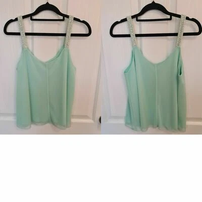 Gorgeous Mint Green with Beaded Straps Top -Size S [Suit 8,10] - image 1 of 2