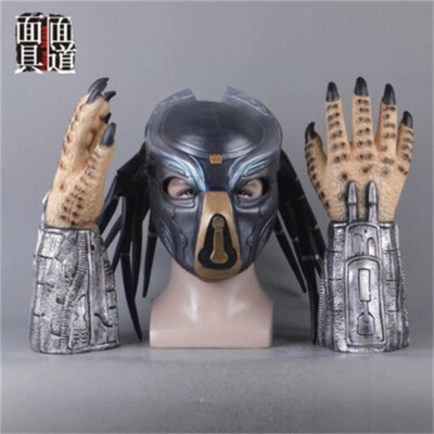 Predator Mask Gloves Headgear Latex Full Helmet Halloween Cosplay Costume Props - Image 1 of 4