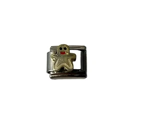 SILVER CLASSIC ITALIAN CHARM GINGER BREAD MAN fits all design 9mm bracelet AO5 - Picture 1 of 8
