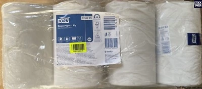 (11 Rolls) Tork 120123 Mini Centrefeed M1 Mini White Wiping Paper 1-Ply Recycled